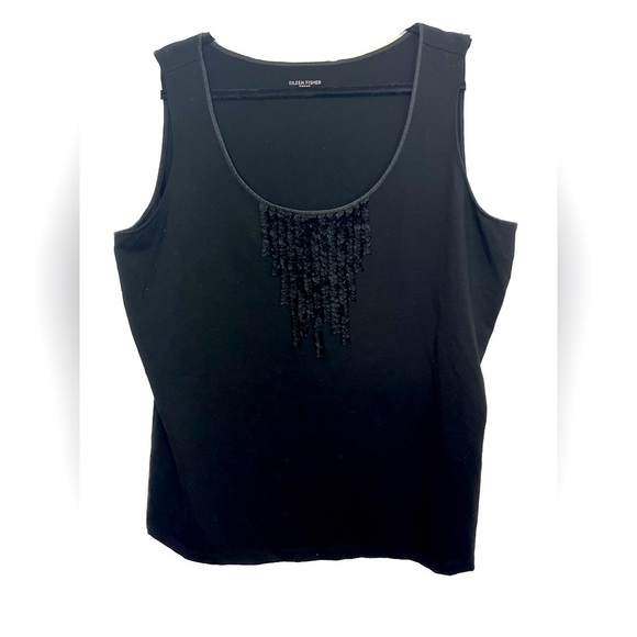 Eileen Fisher Slim Fit Scoop Neck With Neck Detail Viscose Tank 1X - Picture 1 of 6